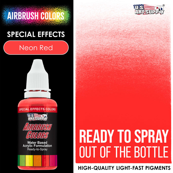 Neon Red, Fluorescent Special Effects Acrylic Airbrush Paint, 1 oz.