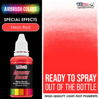 Neon Red, Fluorescent Special Effects Acrylic Airbrush Paint, 1 oz. Ready to Spray