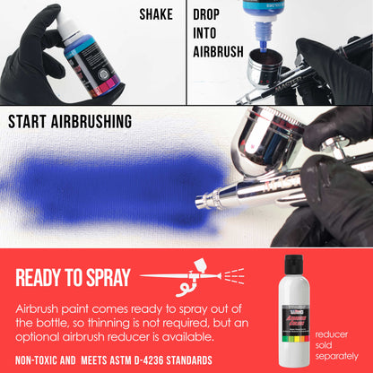 Neon Red, Fluorescent Special Effects Acrylic Airbrush Paint, 1 oz. Ready to Spray