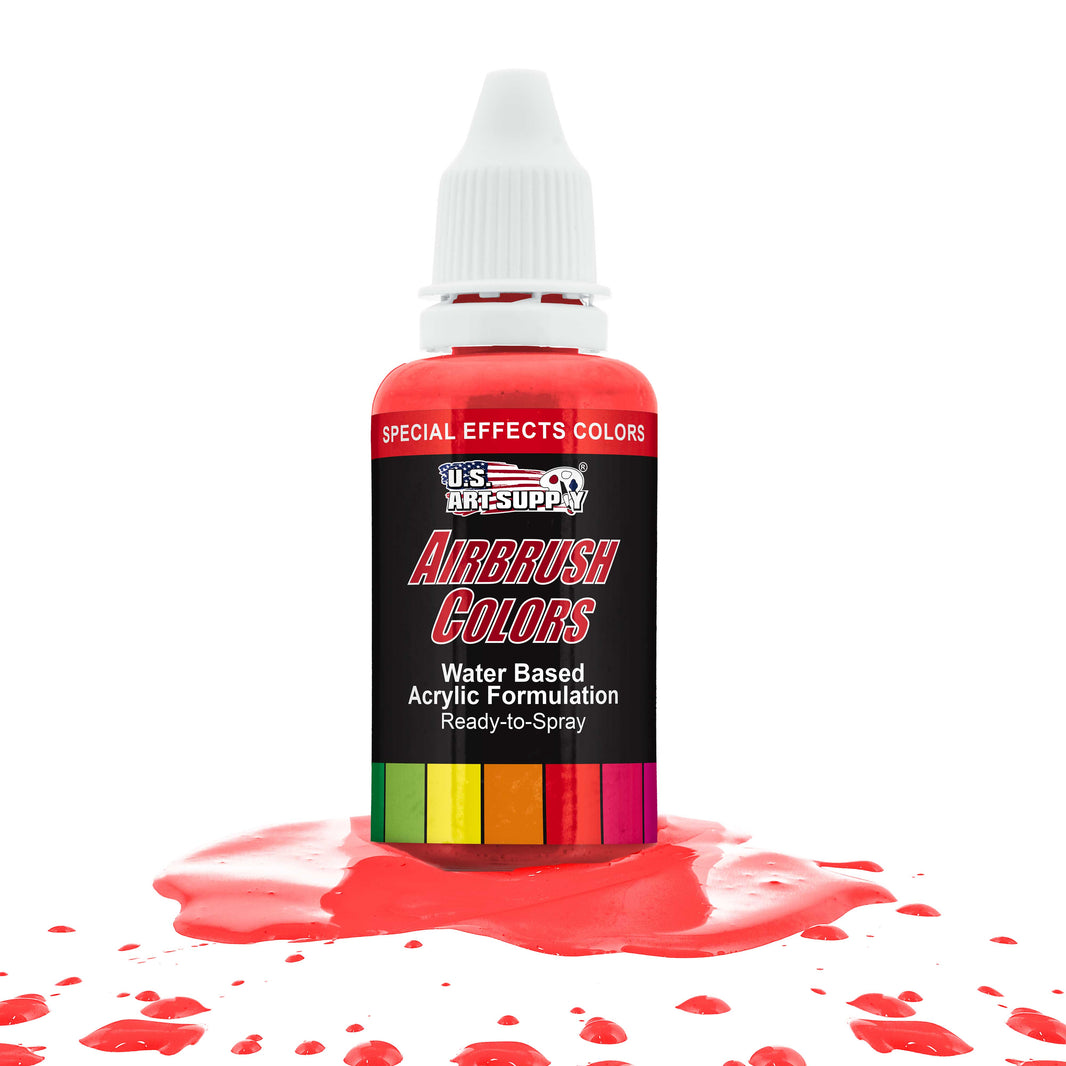 Neon Red, Fluorescent Special Effects Acrylic Airbrush Paint, 1 oz. Ready to Spray
