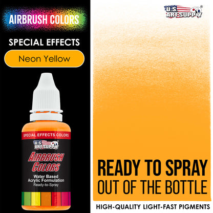 Neon Yellow, Fluorescent Special Effects Acrylic Airbrush Paint, 1 oz. Ready to Spray