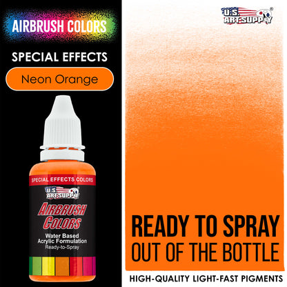 Neon Orange, Fluorescent Special Effects Acrylic Airbrush Paint, 1 oz. Ready to Spray
