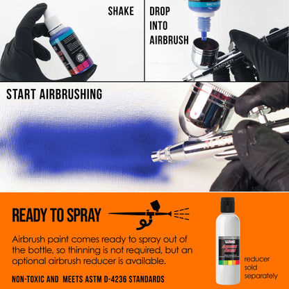 Neon Orange, Fluorescent Special Effects Acrylic Airbrush Paint, 1 oz. Ready to Spray