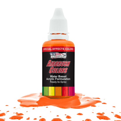 Neon Orange, Fluorescent Special Effects Acrylic Airbrush Paint, 1 oz. Ready to Spray