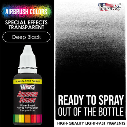 Deep Black, Transparent Acrylic Airbrush Paint, 1 oz. Ready to Spray