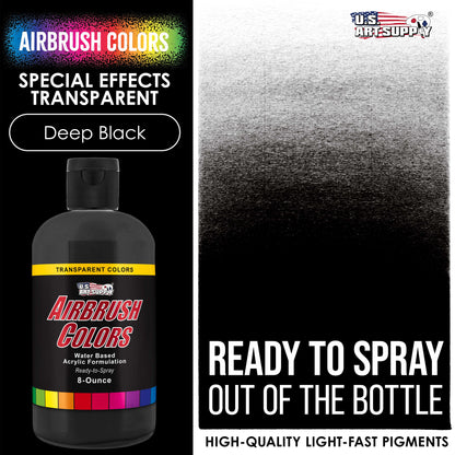 Deep Black, Transparent Acrylic Airbrush Paint - 8 oz. Ready to Spray