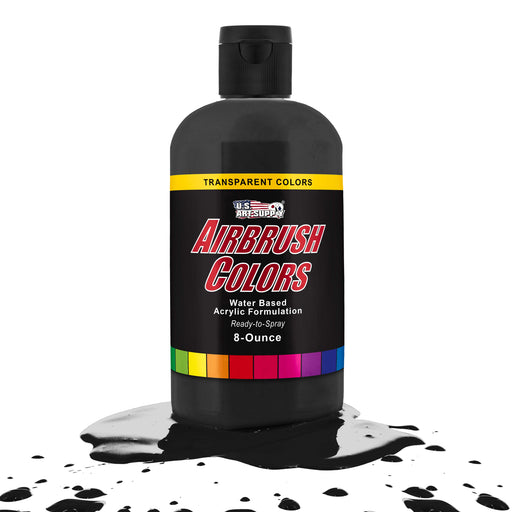 U.S. Art Supply Transparent Deep Black Acrylic Special Effects Airbrush Paint - 8oz Ready to Spray Air Brush Paint for Nails, Models, Fabric - Water-Based Air Brush Painting