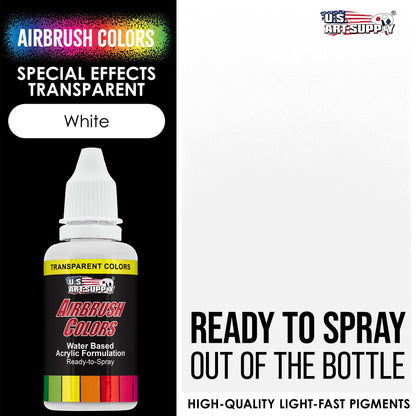 White, Transparent Acrylic Airbrush Paint, 1 oz. Ready to Spray