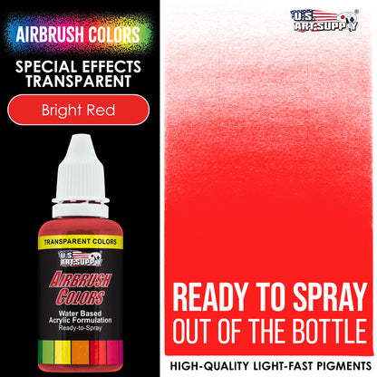 Bright Red, Transparent Acrylic Airbrush Paint, 1 oz. Ready to Spray