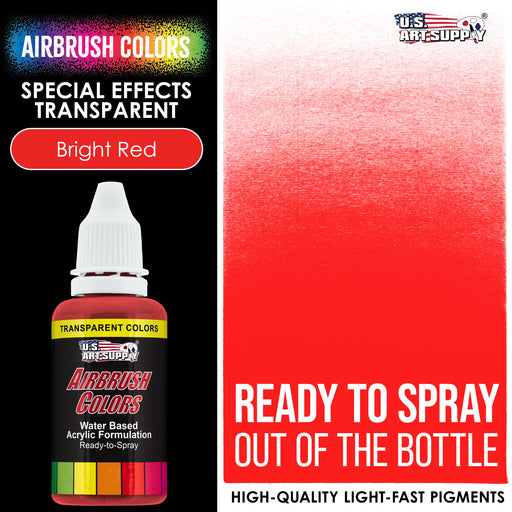 Bright Red, Transparent Acrylic Airbrush Paint, 1 oz.