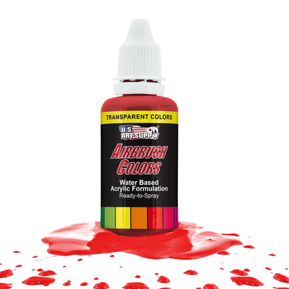 Bright Red, Transparent Acrylic Airbrush Paint, 1 oz. Ready to Spray