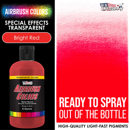 Bright Red, Transparent Acrylic Airbrush Paint - 8 oz. Ready to Spray