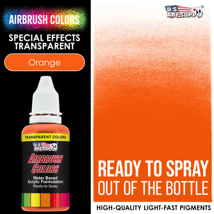 Orange, Transparent Acrylic Airbrush Paint, 1 oz. Ready to Spray