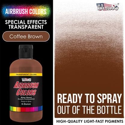 Coffee Brown, Transparent Acrylic Airbrush Paint - 8oz Ready to Spray
