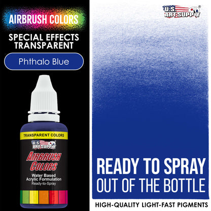 Phthalo Blue, Transparent Acrylic Airbrush Paint, 1 oz. Ready to Spray