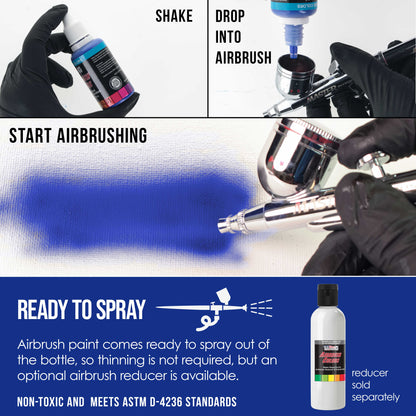 Phthalo Blue, Transparent Acrylic Airbrush Paint, 1 oz. Ready to Spray