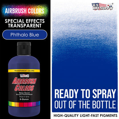 Phthalo Blue, Transparent Acrylic Airbrush Paint, 8 oz. Ready to Spray