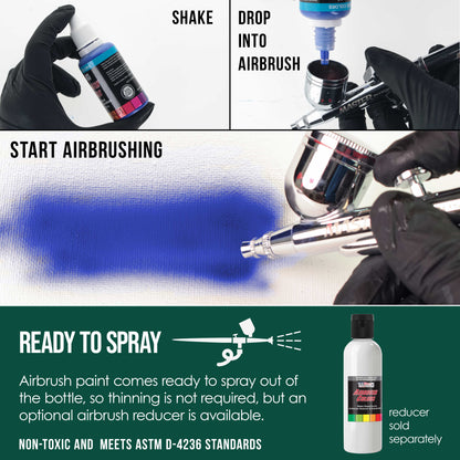 Phthalo Green, Transparent Acrylic Airbrush Paint, 1 oz. Ready to Spray