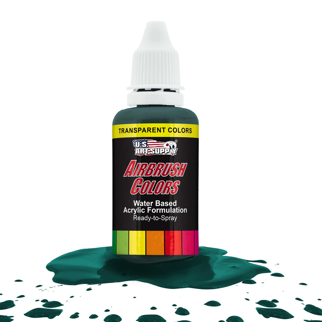 Phthalo Green, Transparent Acrylic Airbrush Paint, 1 oz. Ready to Spray