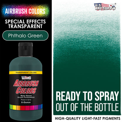 Phthalo Green, Transparent Acrylic Airbrush Paint, 8 oz. Ready to Spray