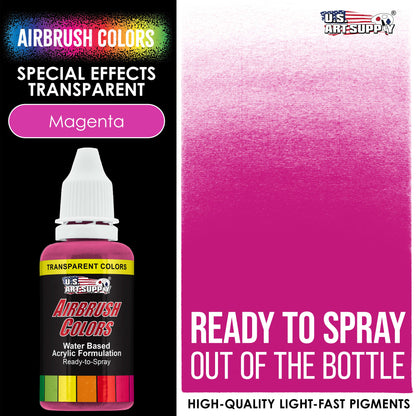 Magenta, Transparent Acrylic Airbrush Paint, 1 oz. Ready to Spray