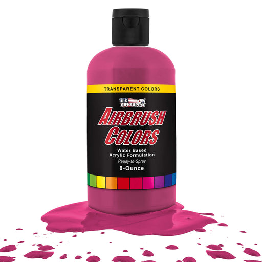 U.S. Art Supply Transparent Magenta Acrylic Special Effects Airbrush Paint - 8oz Ready to Spray Air Brush Paint for Nails, Models, Fabric - Water-Based Air Brush Painting
