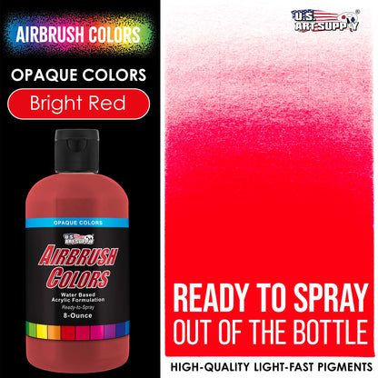 Bright Red, Opaque Acrylic Airbrush Paint, 8 oz. Ready to Spray