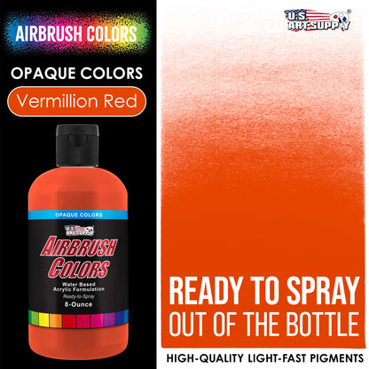 Vermillion Red, Opaque Acrylic Airbrush Paint, 8 oz. Ready to Spray