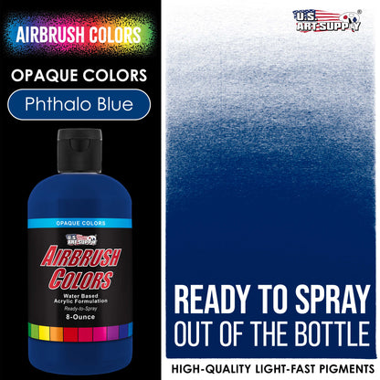 Phtalo Blue, Opaque Acrylic Airbrush Paint, 8 oz. Ready to Spray