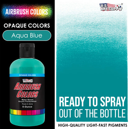 Aqua Blue, Opaque Acrylic Airbrush Paint, 8 oz. Ready to Spray