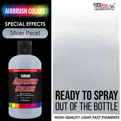 Silver Pearl, Pearlized Acrylic Special Effects Airbrush Paint, 8 oz. Ready to Spray