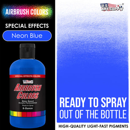 Neon Blue, Acrylic Special Effects Airbrush Paint, 8 oz. Ready to Spray