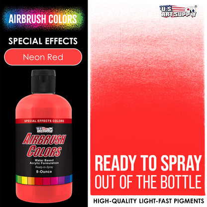Neon Red, Acrylic Special Effects Airbrush Paint, 8 oz. Ready to Spray