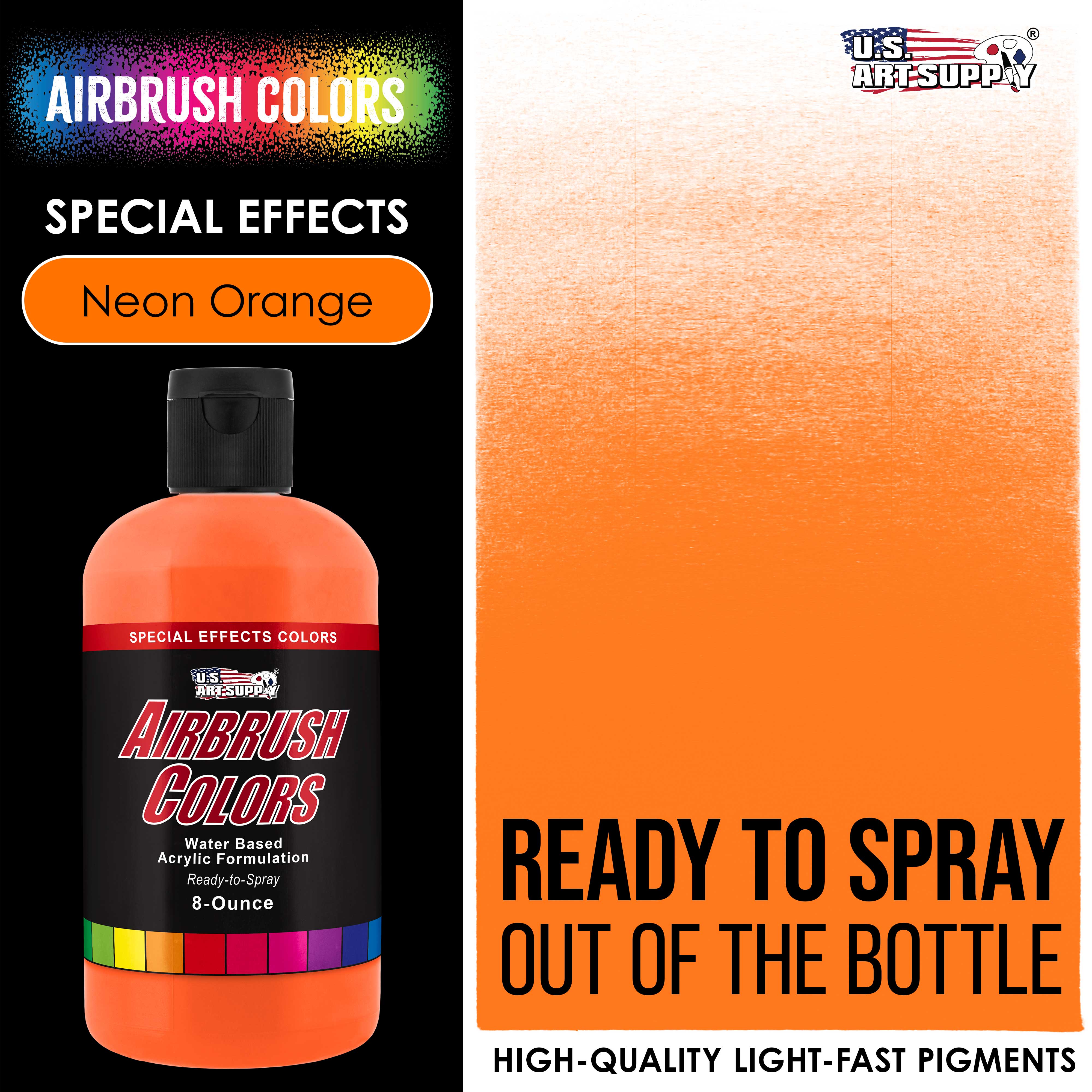 Neon Orange, Fluorescent Special Effects Acrylic Airbrush Paint, 8