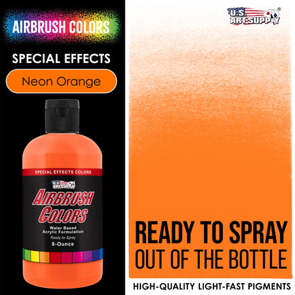 Neon Orange, Acrylic Special Effects Airbrush Paint, 8 oz. Ready to Spray
