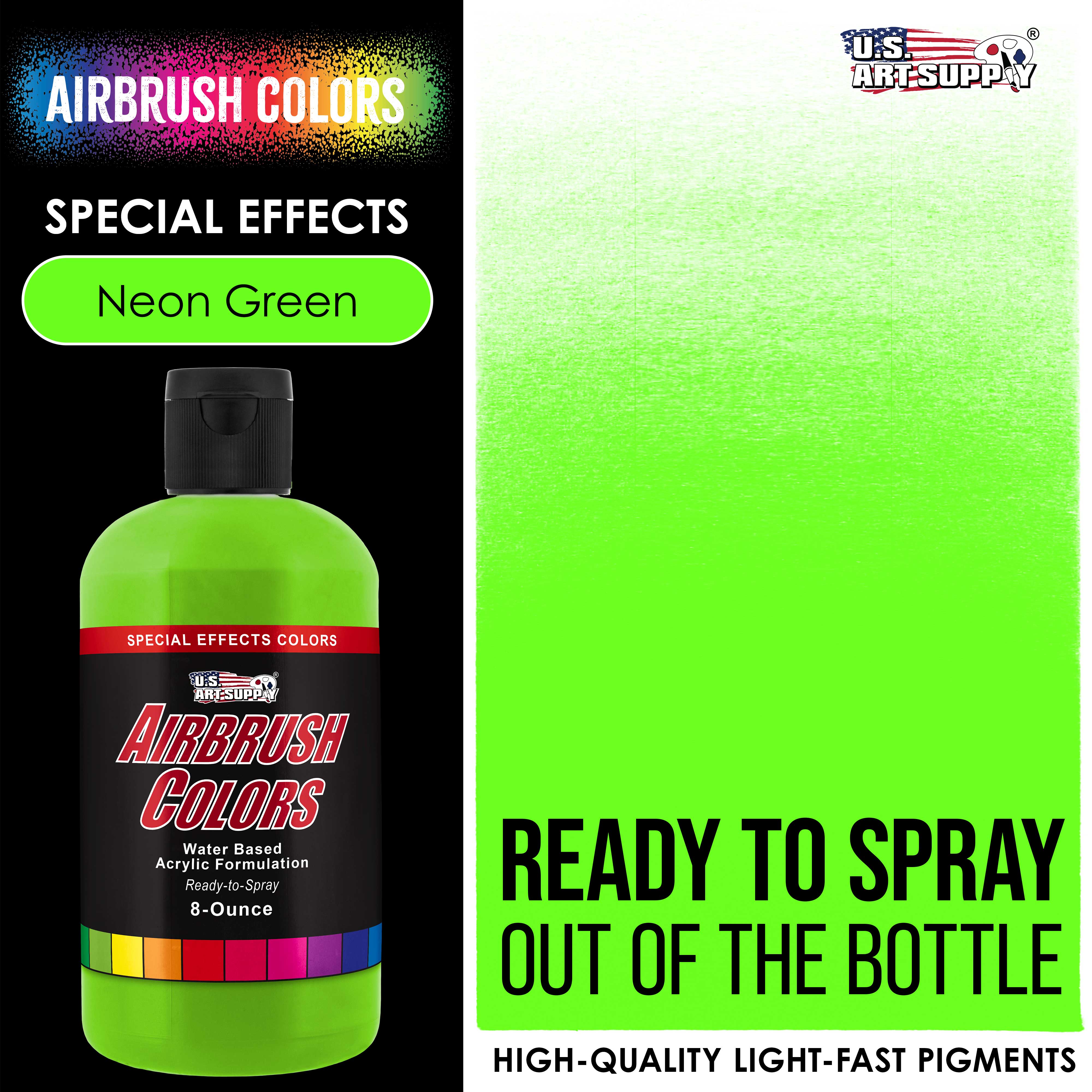 Neon Green, Fluorescent Special Effects Acrylic Airbrush Paint, 8