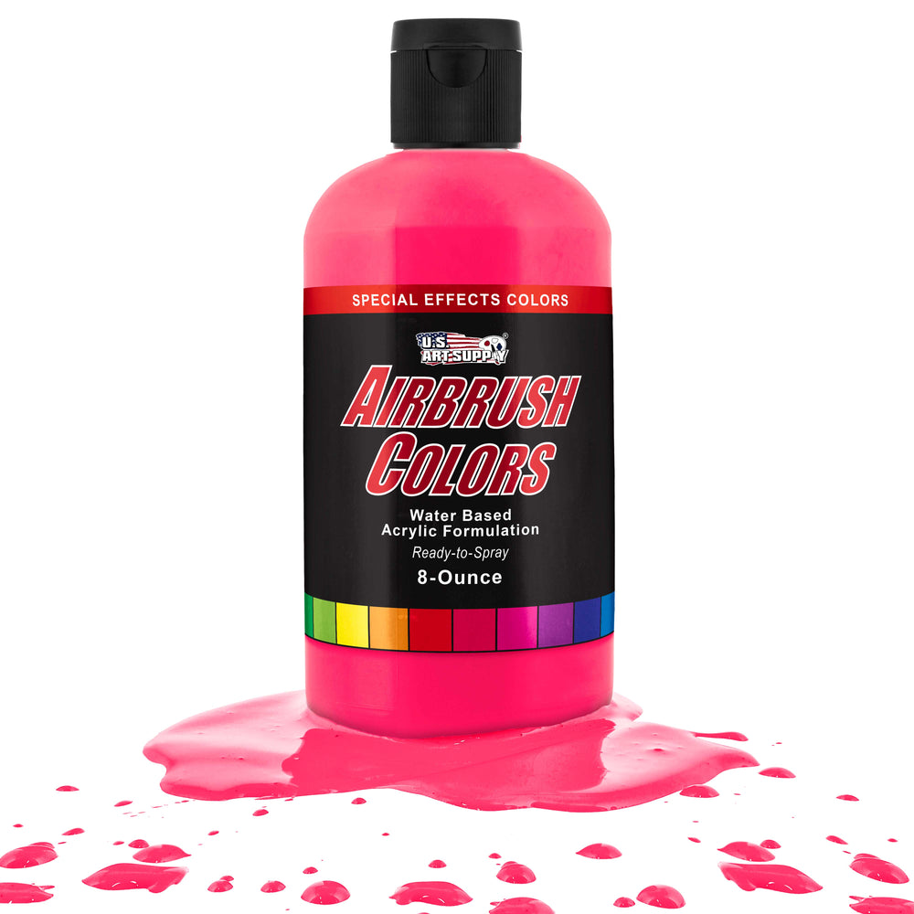 U.S. Art Supply Neon Pink Acrylic Special Effects Airbrush Paint - 8oz Ready to Spray Air Brush Paint for Nails, Models, Fabric - Water-Based Air Brush Painting