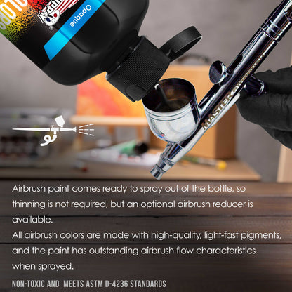 Low Luster Satin Black, Acrylic Airbrush Paint, 8 oz. Ready to Spray