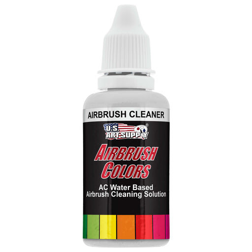 U.S. Art Supply Airbrush Cleaner, 1-Ounce Bottle - Fast Acting Cleaning Solution, Quickly Remove Water-Based Acrylic Paint, Watercolor, Makeup, Inks