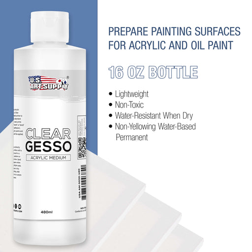 Clear Gesso Acrylic Medium, 480ml Bottle