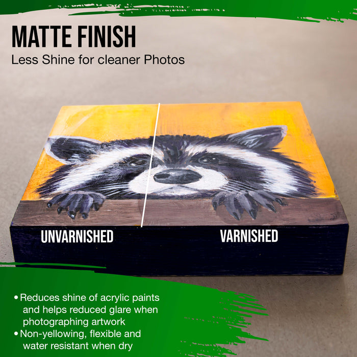 8 oz Matte Acrylic Varnish for Acrylic Painting, Permanent Clear Protection, Reduces UV & Photography Glare