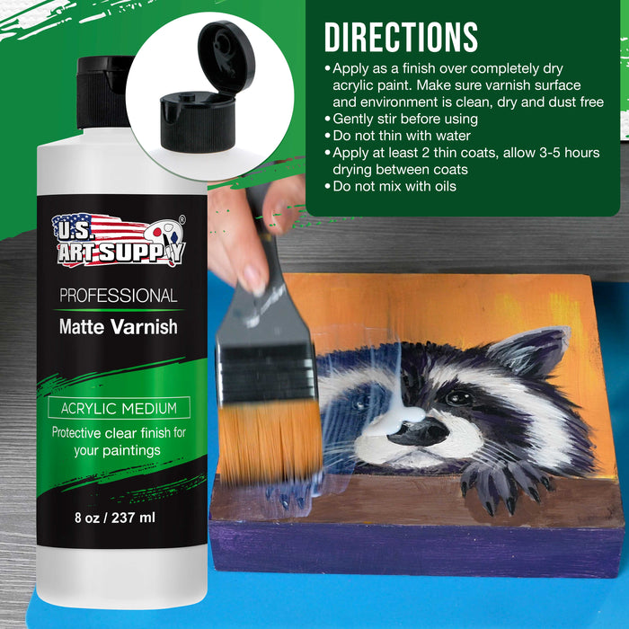 U.S. Art Supply Professional Matte Varnish - 8 Ounce