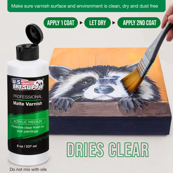 8 oz Matte Acrylic Varnish for Acrylic Painting, Permanent Clear Protection, Reduces UV & Photography Glare