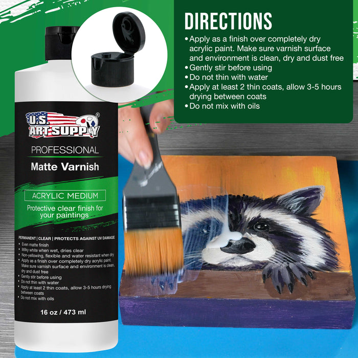 U.S. Art Supply Professional Matte Varnish - 16 Ounce