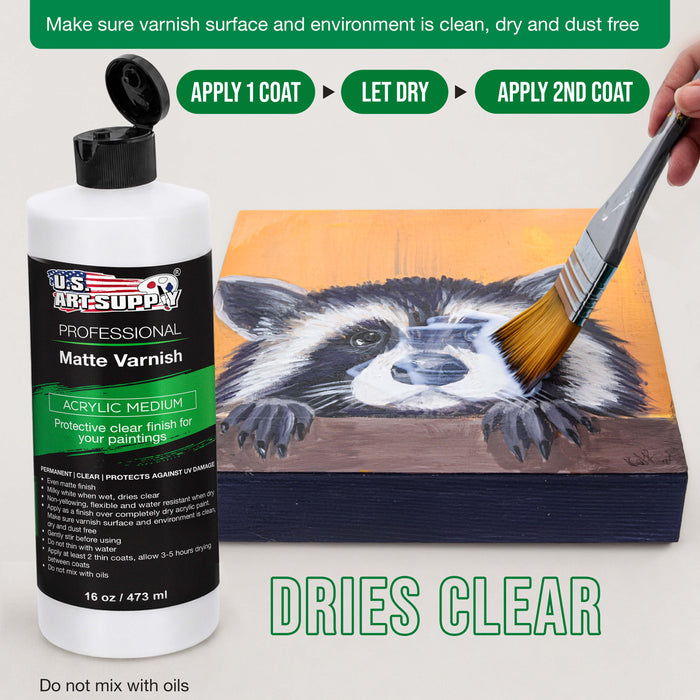 16 oz Matte Acrylic Varnish for Acrylic Painting, Permanent Clear Protection, Reduces UV & Photography Glare