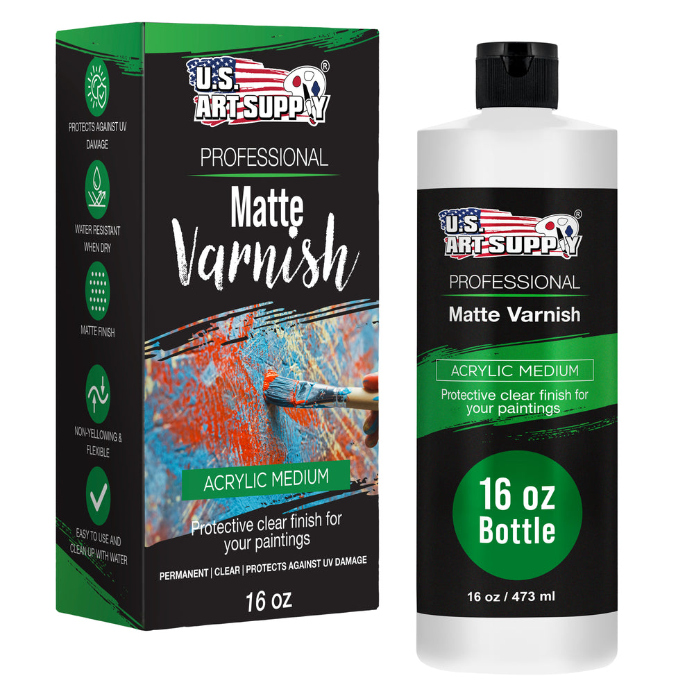 16 oz Matte Acrylic Varnish for Acrylic Painting, Permanent Clear Protection, Reduces UV & Photography Glare