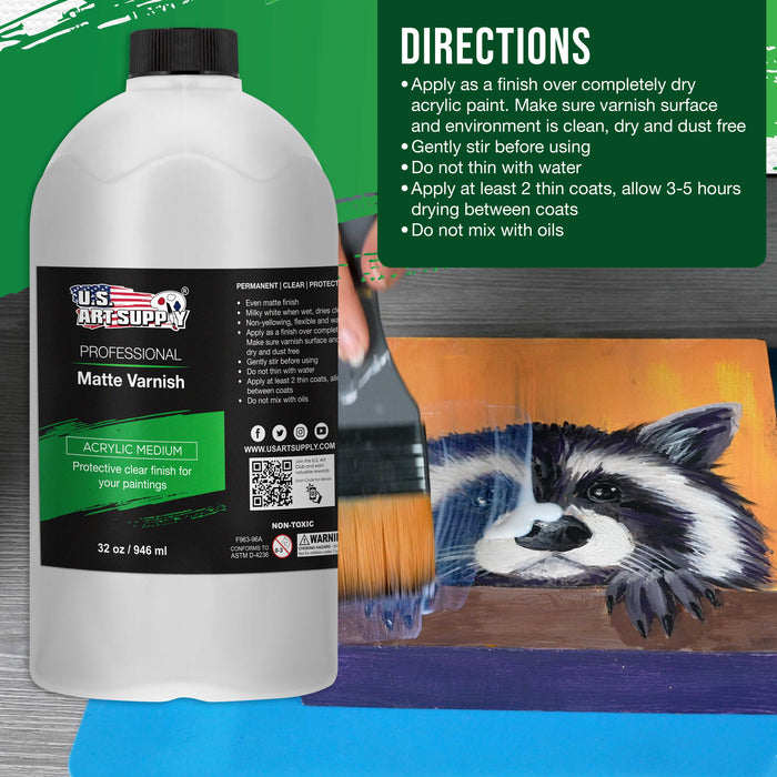 U.S. Art Supply Professional Matte Varnish - 32 Ounce