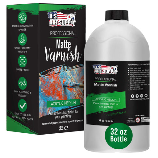 32 oz Matte Acrylic Varnish for Acrylic Painting, Permanent Clear Protection, Reduces UV & Photography Glare