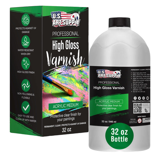 32 oz High Gloss Varnish for Acrylic Paintings - Clear Protective Finish with UV Protection