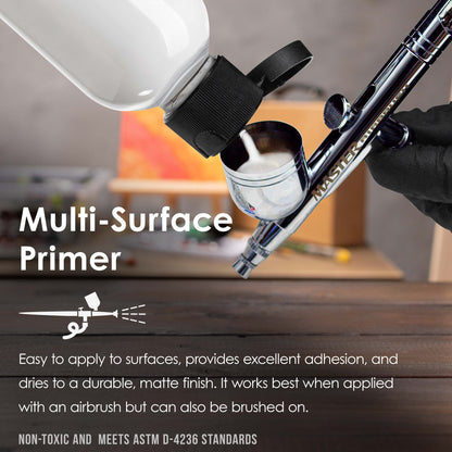 Surface Primer Airbrush Paint Set - Black, White, Gray (4 oz) - Acrylic Primer Paint, Water-Based Acrylic Polyurethane for Miniatures, Models, Plastic, Metal, Wood, Canvas, 3D Prints
